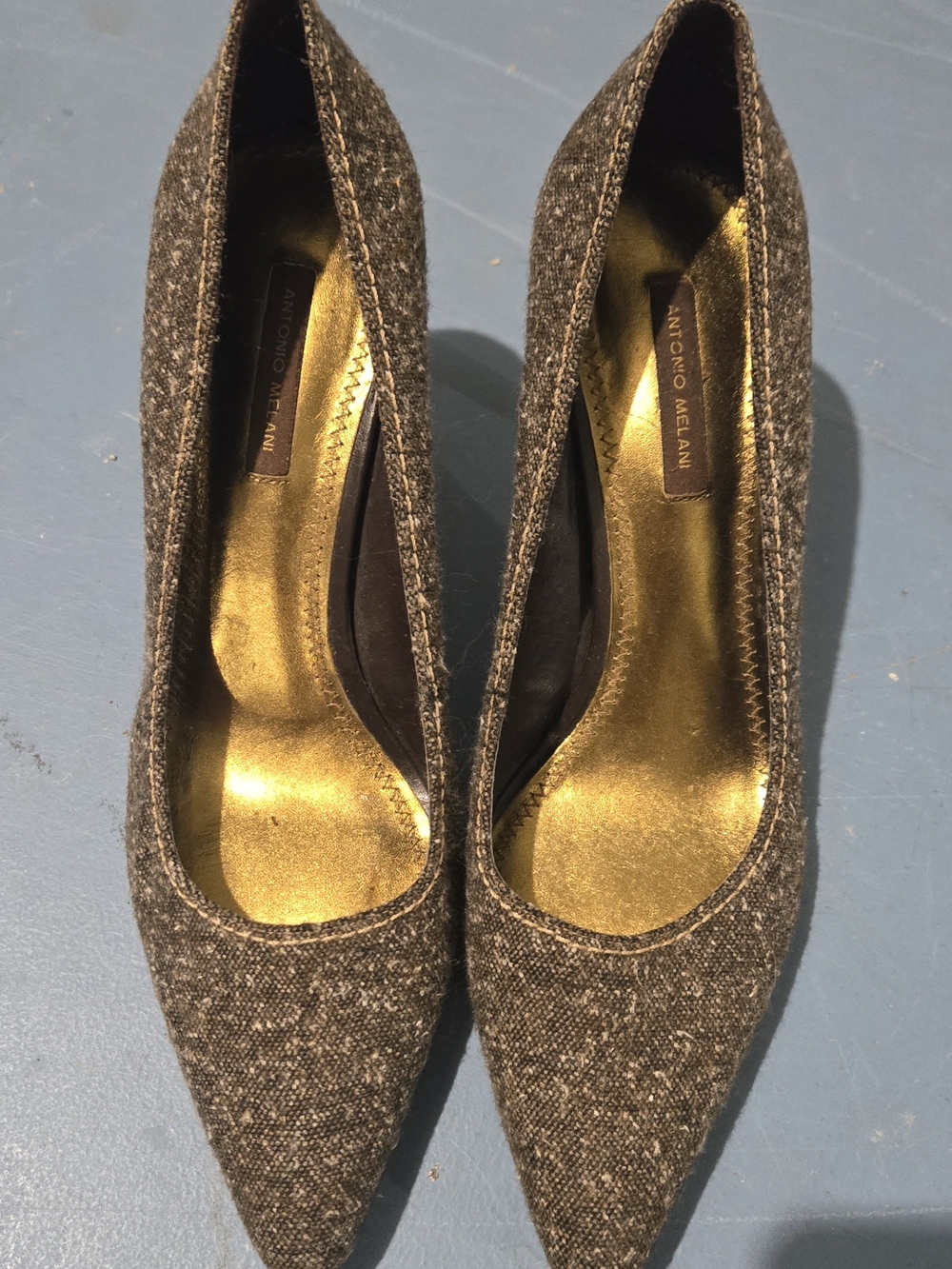 ANTONIO MELANI Brown Tweed Pointed-Toe Pumps
